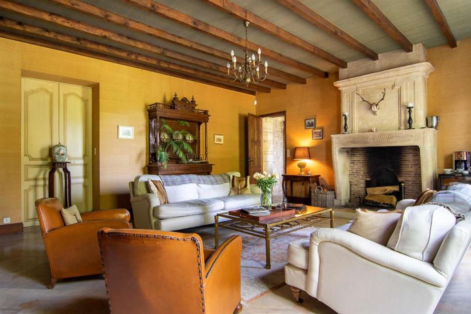 The living room at Chateau de la Riviere 22 in