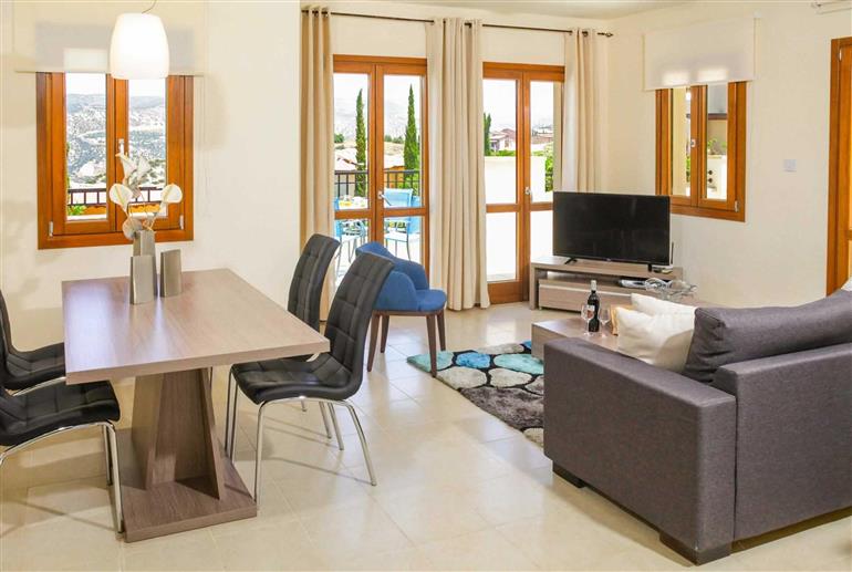 Living room in Apartment Zephyros Village LZ12, Aphrodite Hills