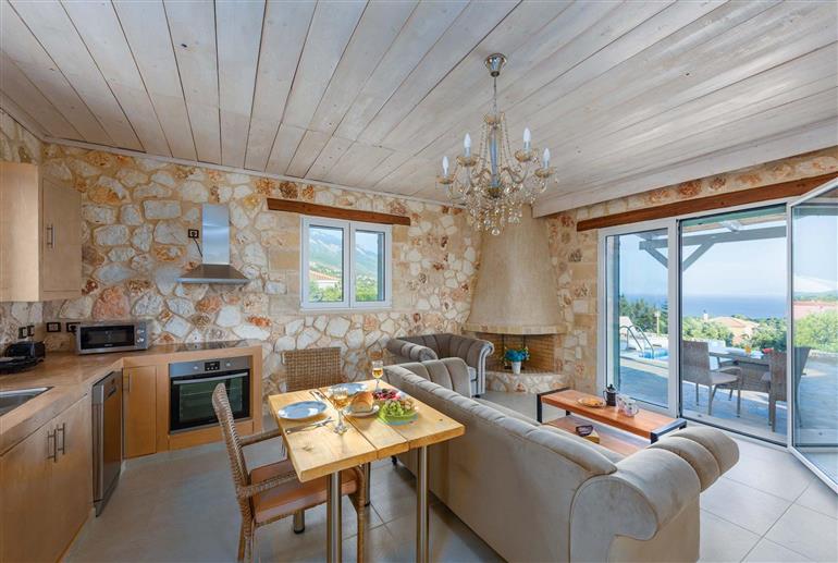 Living room in Villa Fig Tree Cottage, Trapezaki