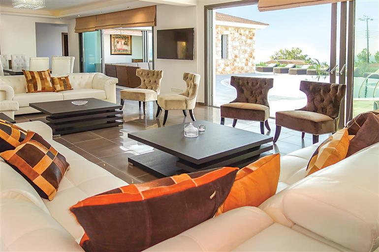 Living room in Villa Marietta, Argaka