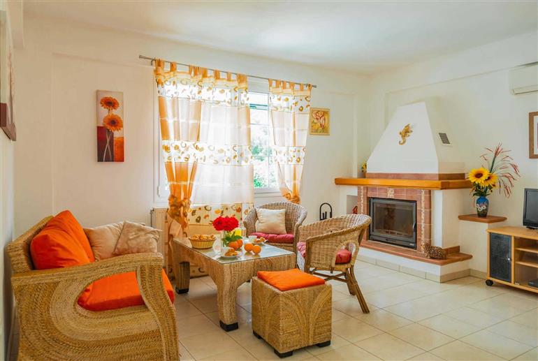 Living room in Villa Poseidon, Agios Spyridonas