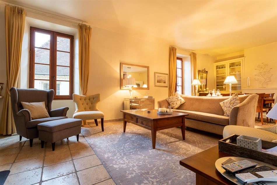 The living room at Le Clocher in France