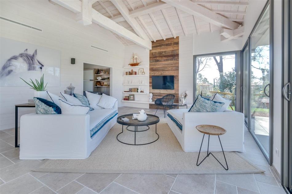 This is the living room at Maison Terre Blanche in Cannes, France