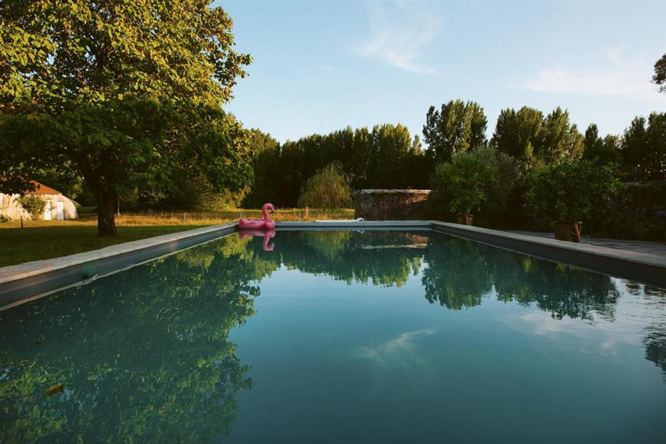 The swimming pool at Le Domaine des Hiboux in France